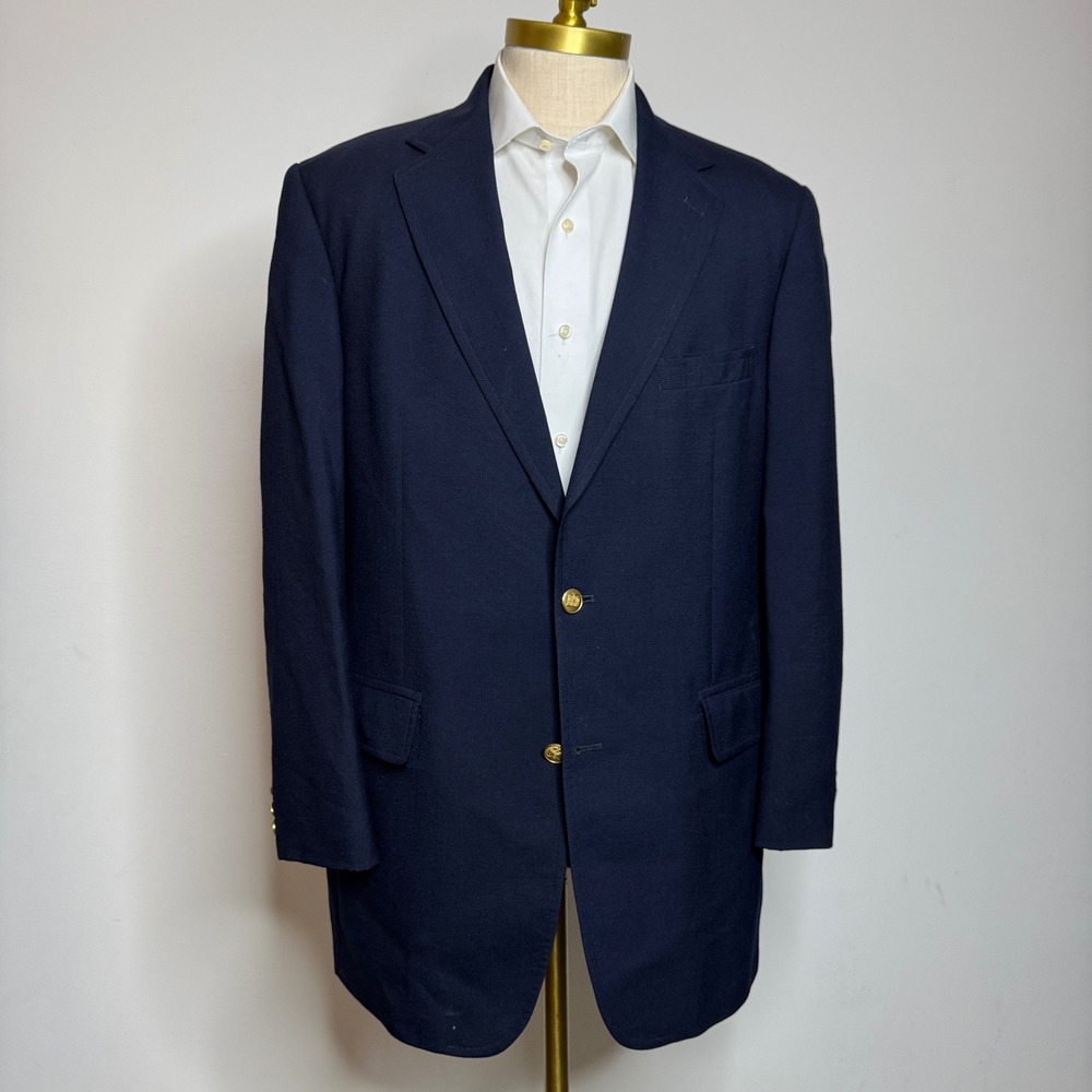 Vintage‎ Brooks Brothers 346 Navy Wool Blazer Gold Button Mens 41L